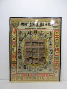 lot 262 image: Large Orig Antique Janney Semple Hill Hardware Company 1915 Presidential Litho Calendar