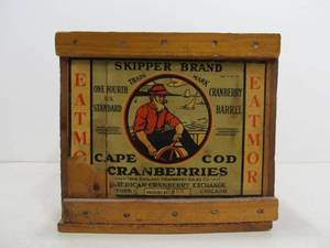 lot 303 image: Vintage Cape Cod Cranberries Wooden Advertising Crate