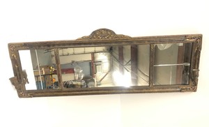 lot 350 image: Beautiful Antique Art Nouveau Long Wall Mirror wSconces