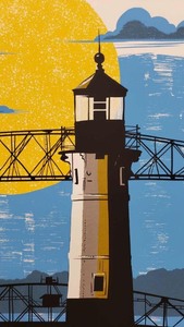 lot 357 image: Adam TURMAN Duluth Aerial Lift Bridge Minnesota Signed Dated