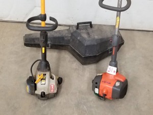 Lot Of (1) Grass Trimmer, (1) Brush Cutter, (1) Chainsaw Case