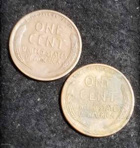 2 US 1909 WHEAT CENTS 1909 & 1909 VDB