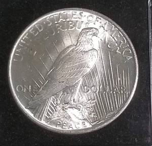 1924 PEACE SILVER DOLLAR BU BLACK CASE