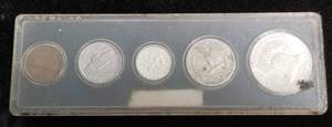 1963 US TYPE SET IN CLEAR PLASTIC 50C 25C 10C 5C 1C