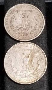 2 MORGAN SILVER DOLLARS 1889 1921
