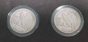 SET OF 2 WALKING LIBERTY HALF DOLLARS IN AIRTITES