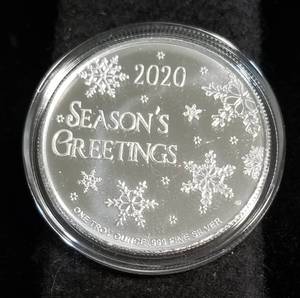 CHRISTMAS 2020 SNOWMEN 1 TROY OZ. .999 FINE SILVER IN AIRTITE