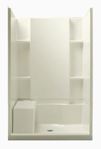 lot 2 image: New 4 Piece Alcove Shower Kit with Walls and Bench