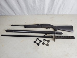 lot 72 image: Daisy Pellet Gun, Tomahawk Sword