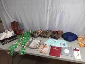 lot 98 image: New and Used Shoes, Nylons, Cowboy Boots, Household, Etc