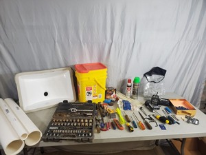 lot 112 image: Tools, Shop Supplies, Sink, and More