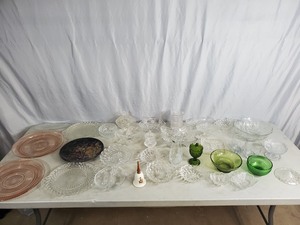 lot 113 image: Colored Glass, Candy Dishes, Hummel, and More