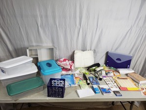 lot 120 image: Small Totes, Office Supplies, Crafts, Etc