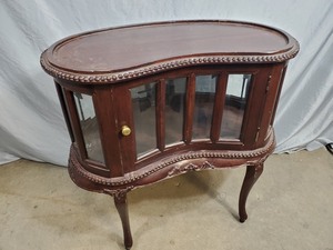 lot 8C image: Antique Side Table with Glass Storage
