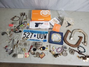 lot 9E image: Taurus Gun Box, Assorted Small Collectibles, Etc