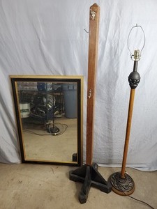 lot 178 image: Coat Tree, Mirror, Lamp