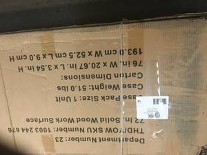 Husky 72 in. Solid Wood Work Surface not used