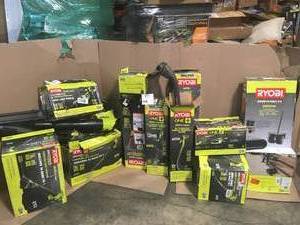 Pallet with assorted Ryobi outdoor Tools- Open box, used Customer Returns