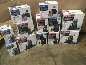 Pallet with assorted Everbuilt Pumps see pictures various models and conditions