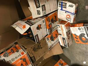 Pallet with Ridgid Shop Vacs and accessories open Box see pictures