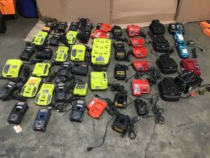 Large lot of various battery chargers various models and conditions