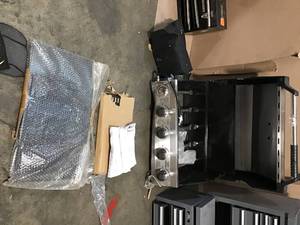Lot of salvage Tool boxes and a grill see pictures