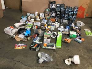 Lot of Mock Security Camaras, and other lightning and electrical items see pictures