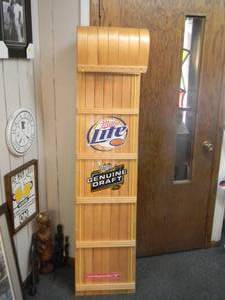 lot 31 image: MILLER LITE WOODEN TOBOGGAN ADVERTISING PIECE - VERY NICE, NEW OLD STOCK - SEE PICTURES