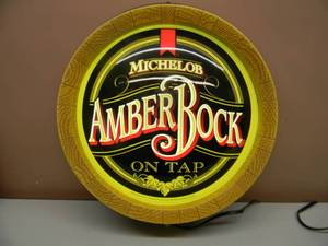 lot 36 image: MICHELOB AMBER BOCK LIGHTED BEER SIGN - WORKS GREAT - APPROX 19 - SEE PICTURES