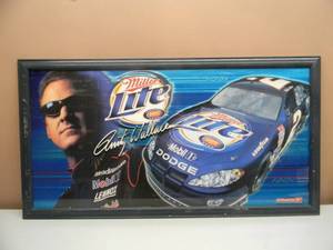 lot 47 image: MILLER LITE RACING RUSTY WALLACE BAR MIRROR SIGN - APPROX 39 BY 21 - SEE PICTURES