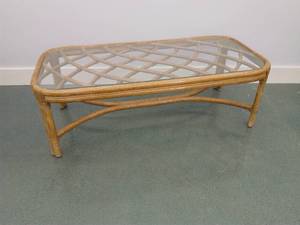 Rattan Glass Top Coffee Table