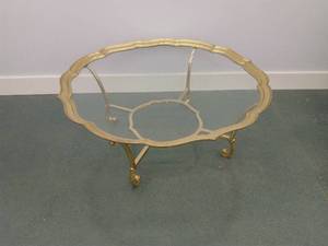 Glass Top Brass Coffee Table