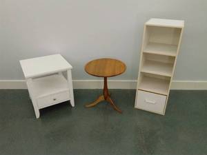 White Shelf & Two End Tables