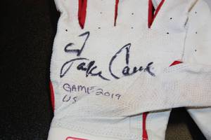 Minnesota Twins Jake Cave Game Used Autographed Batting Gloves Onyx COA