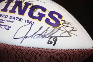 Minnesota Vikings Multi Signed Autograph Football  Adrian Peterson Jared Allen