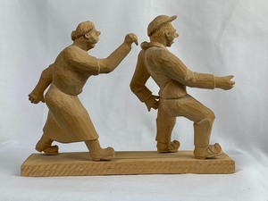 lot 1 image: Hand Carved Norwegian Folk Art Leif Hauger Lundersefer Wood Sculpture