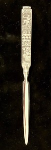 lot 12 image: Konge-tinn Decorative Pewter Letter Opener with Norwegian Scenes on the Handle