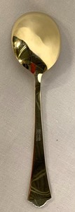 lot 20 image: Sterling Silver Gilt Wash Serving Spoon w Herringbone White Enamel Handle - David Andersen