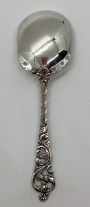 lot 43 image: Brdrene Lohne Dobbel Rokoko Pattern Sterling Silver Berry Spoon