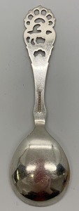 lot 40 image: Brdrene Lohne Vintage 830S Sterling Silver BerrySugar Spoon w Cut Outs and Horse Pattern
