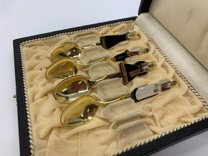 lot 45 image: Four Norwegian Sterling Silver Enameled Souvenir Spoons  of Costumed People, in Vintage Case