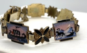 lot 53 image: Askel HolmsenNorne Sterling Silver Guilloche Enamel Scenic Bracelet