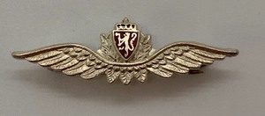 lot 62 image: Petite Sterling Silver Winged Tie Pin with Norwegian Lion Coat of Arms