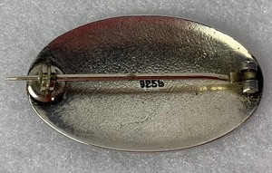 lot 65 image: Beautiful Sterling Silver Guilloche Enameled Oval Scenic Brooch