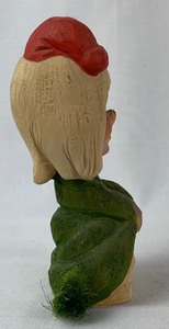 lot 90 image: Henning Hand-Carved Wooden Freckled Troll with Olive Dress & Pink Petticoat