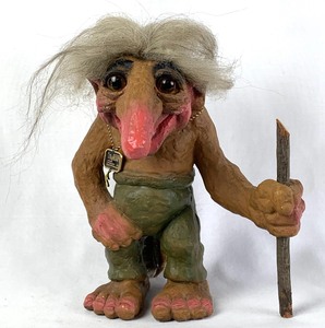lot 104 image: Ny Form Norwegian Troll, Style #120, Troll Man with White Hair, 9 Tall (Discontinued 2002)