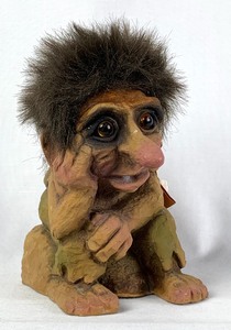 lot 109 image: Medium Good Luck Troll in Thinker Pose