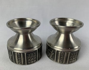 lot 125 image: A Pair of H.S. Konge Tinn Pewter Candle Holders