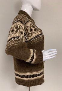 lot 143 image: A.S. Evebfoss Brown wCream Norwegian Wool Cardigan Sweater, size 46, Ladies Small to Small Med.