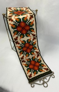 lot 147 image: Vintage Mid Century Traditional Norwegian Folk Art Klokkestreng (Bell Pull) Handstitched Needlepoint Wall Hanging #2